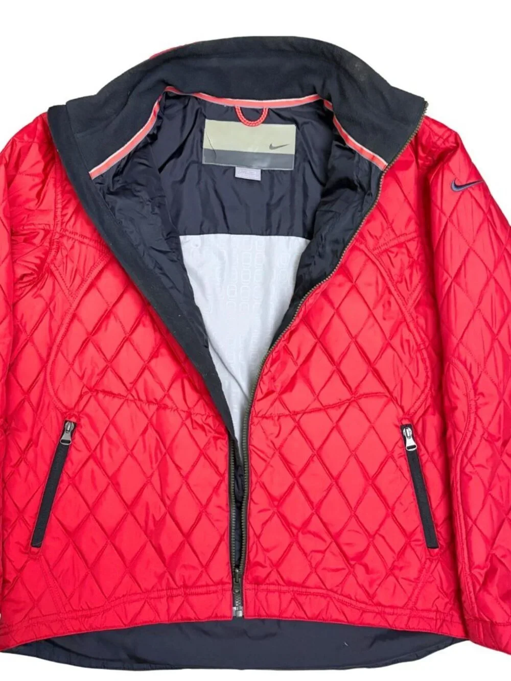 Nike Vintage Red Jacket Puffer Y2K Streetwear Fleece Lined Mens Large
